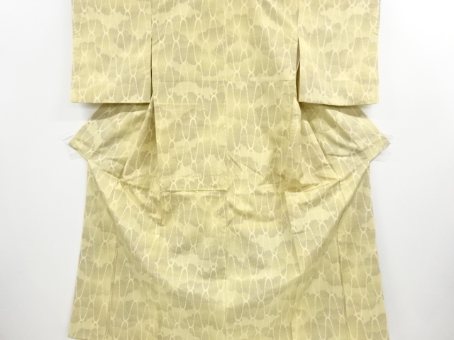 アンティーク　雲に網目模様織り出し十日町紬着物